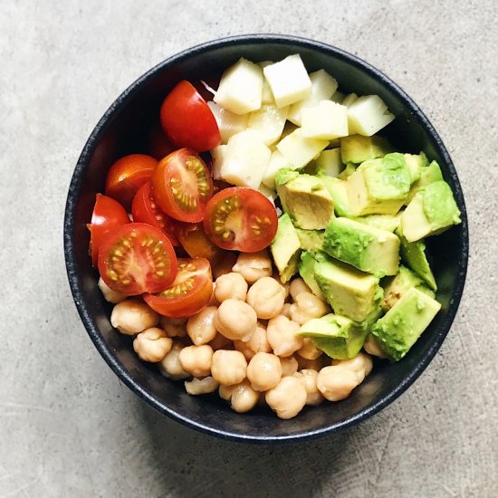 Chickpea, avocado and cheese recipe