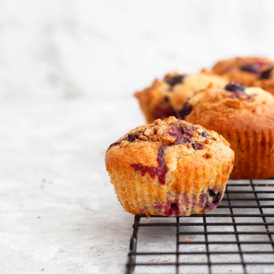 Banana & Blueberry streusel muffins