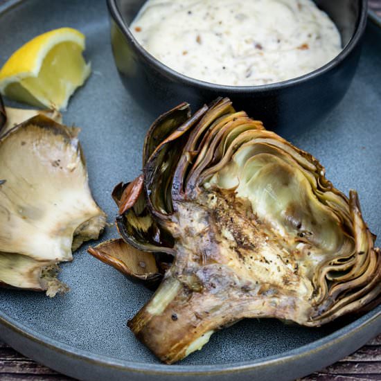 Roasted Artichokes with Garlic Mayo