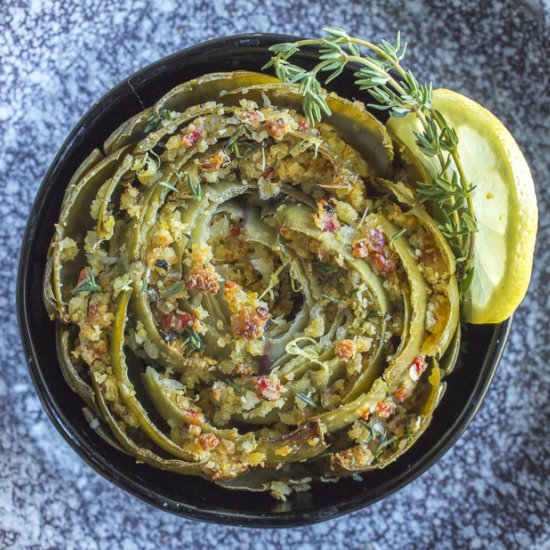 Artichokes w Cornbread Crumbs