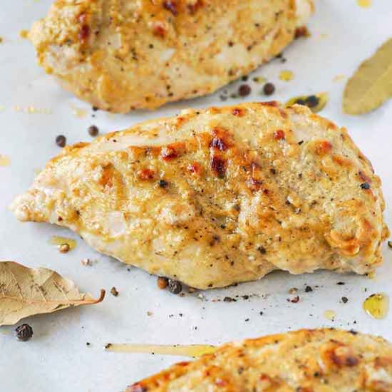 Brined and baked mustard chicken