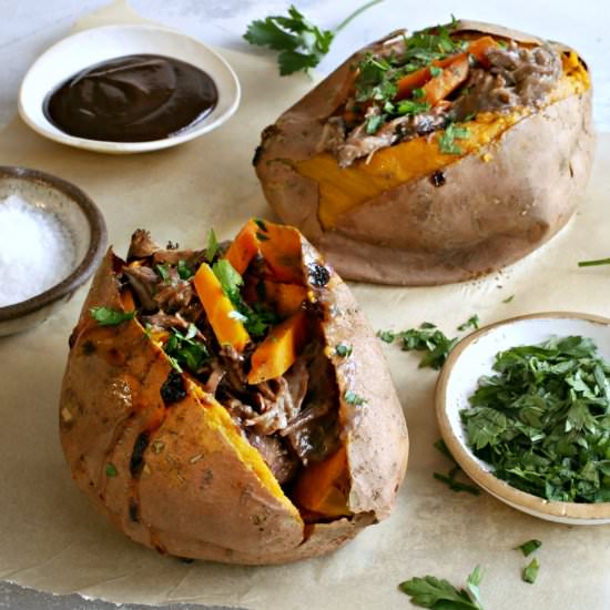 Pot Roast Stuffed Sweet Potatoes