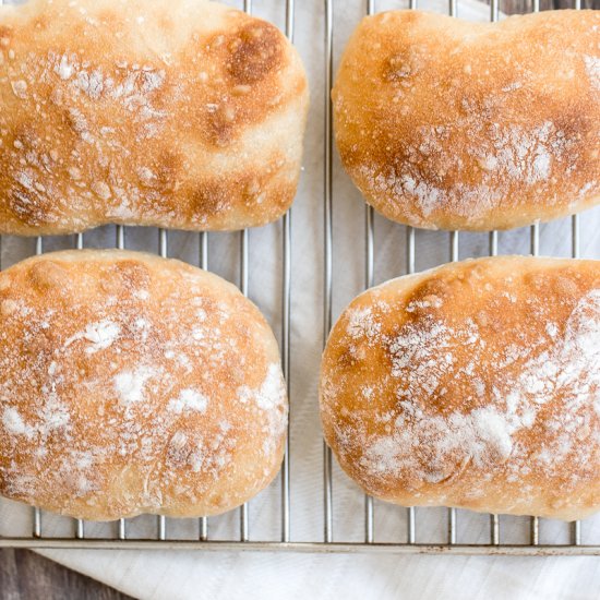 Easy Small Batch Ciabatta Rolls