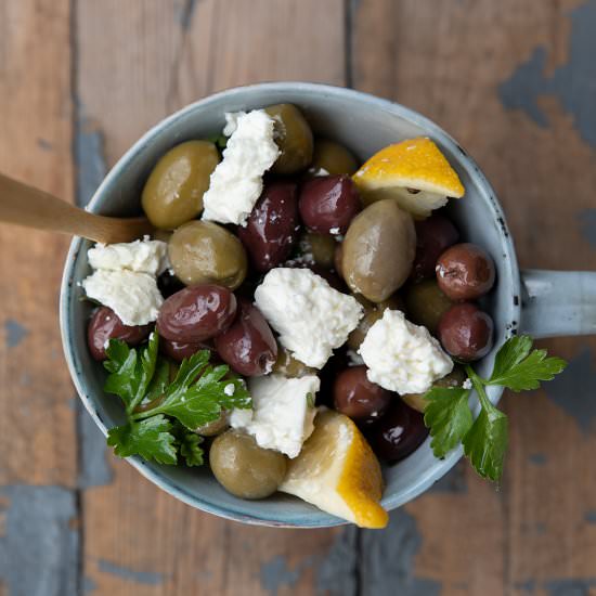 Marinated Olives With Feta