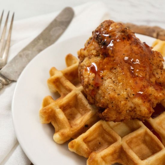 Chicken & Waffles w/ Sriracha Syrup