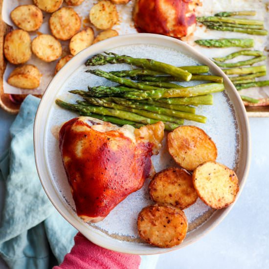 sheet pan bbq chicken meal