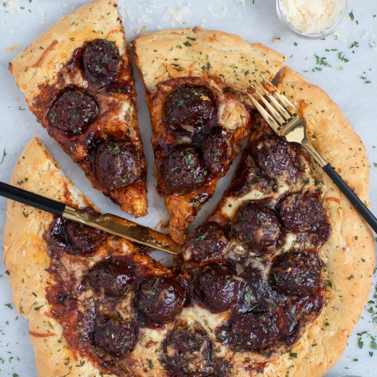 TEXAS BBQ SRIRACHA MEATBALL PIZZA