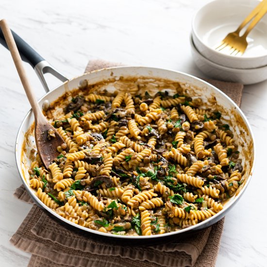 One-Pot Lentil Mushroom Pasta