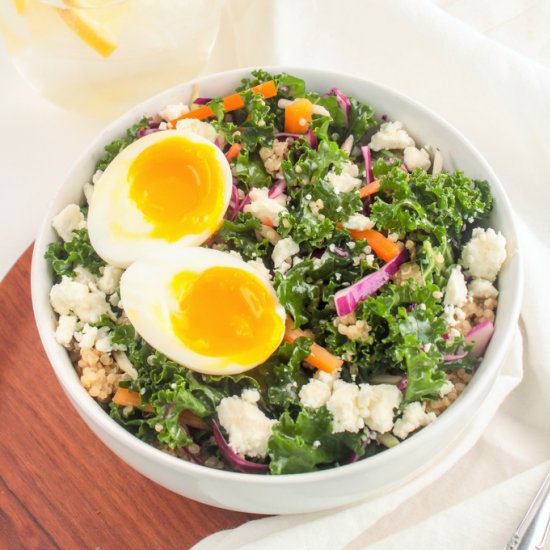 Kale Quinoa Salad + Soft Boiled Egg