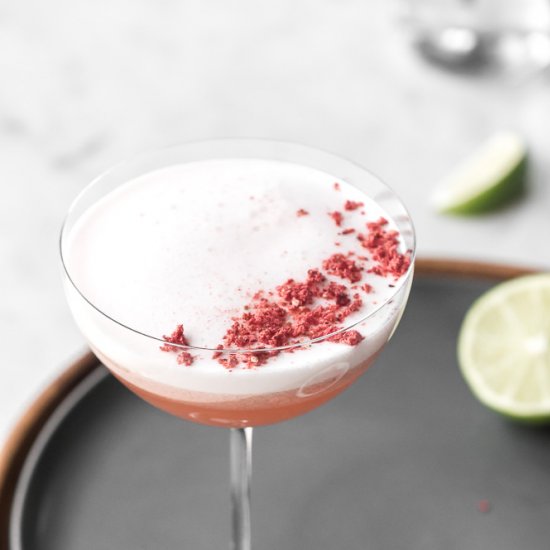 strawberry ginger mezcal sour