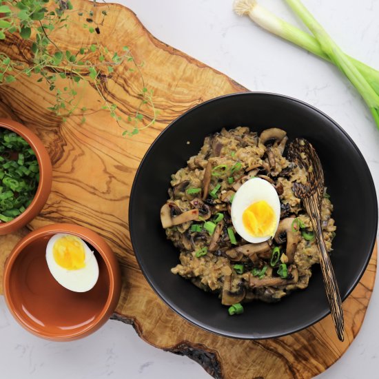 Savory mushroom oat risotto