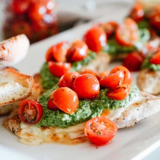 Chicken with Pesto + Bruschetta