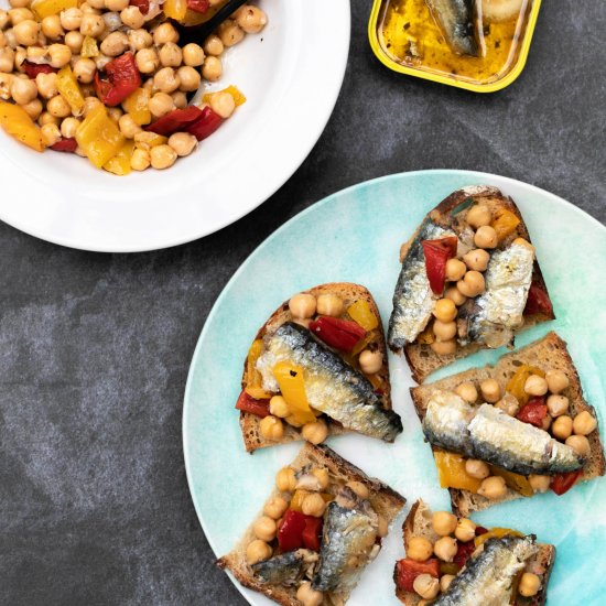 Sardines on Toast with Chickpeas