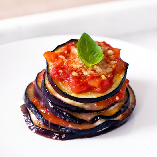 Aubergine Parmigiana Towers