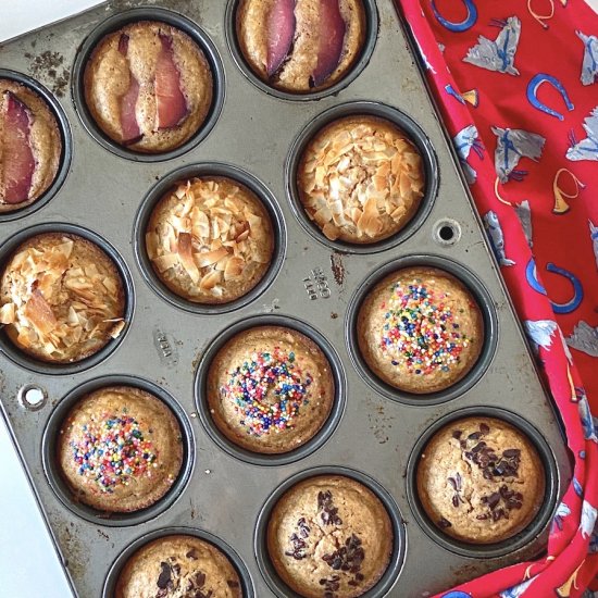 Spelt Oatmeal Almond Butter Muffins