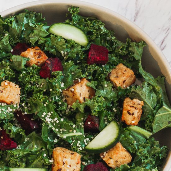 Kale Salad with Maple Mustard Tempe