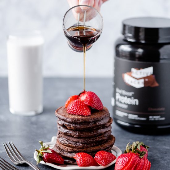 No Whey Chocolate Protein Pancakes