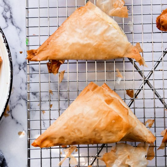 Phyllo Triangles Stuffed with Cheese