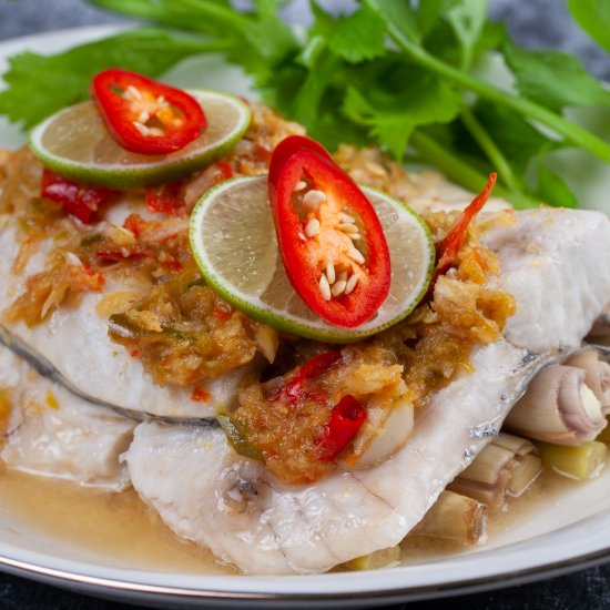 Thai Steamed Fish in Lime Sauce