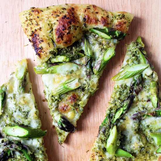 Asparagus Pizza with Pesto