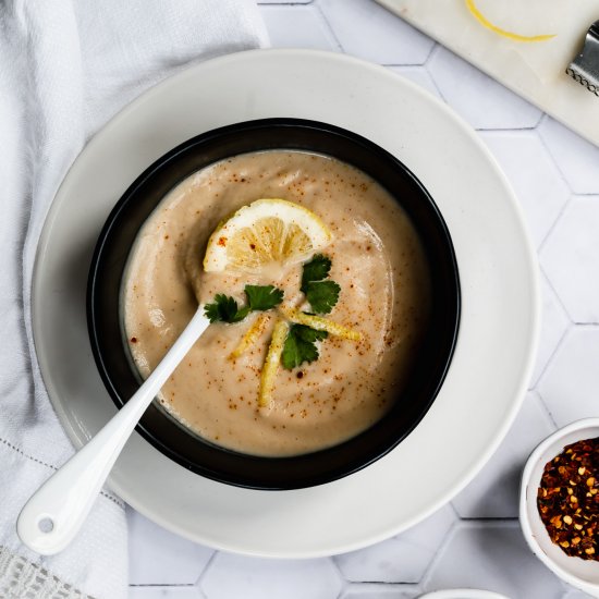 Roasted Cauliflower Soup with Lemon