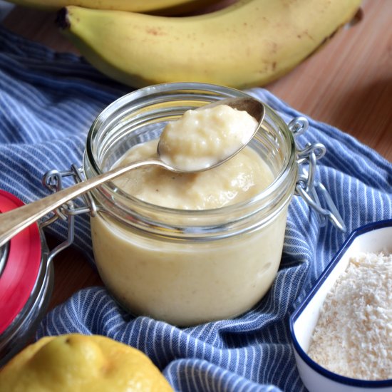 Banana, coconut and pineapple jam