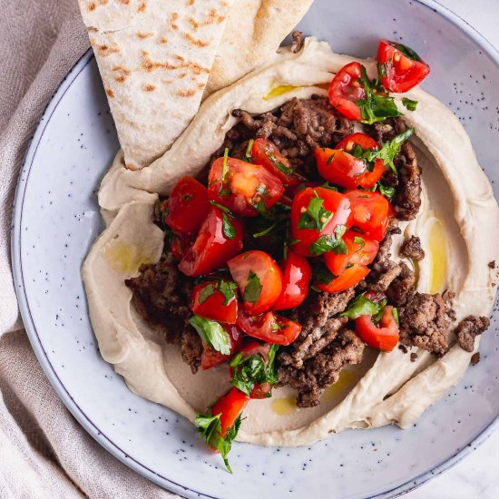 Spiced Beef Hummus Bowls