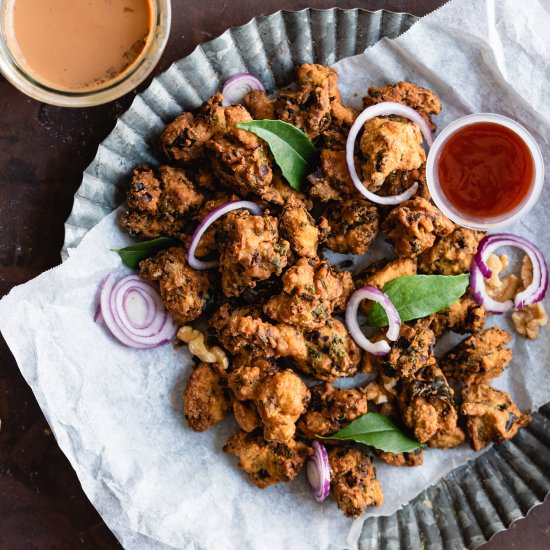 Vegan walnut pakoras