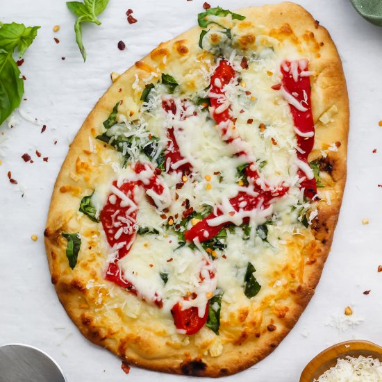 Cheesy Roasted Red Pepper Flatbread