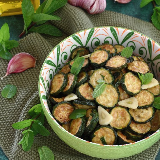 Mint and Garlic fried Zucchini