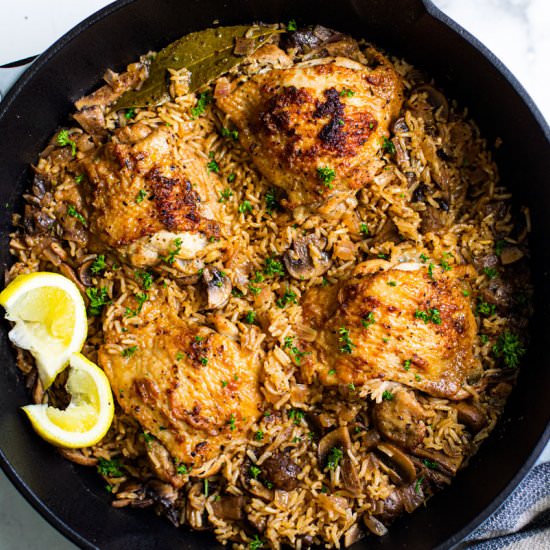 onepan herb & garlic chicken + rice