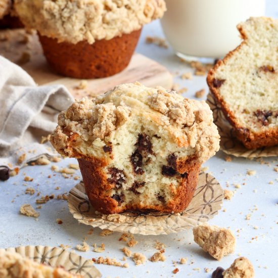 bakery style chocolate chip muffins