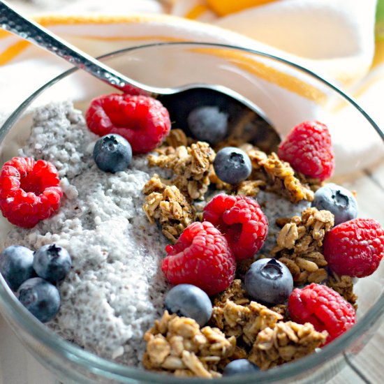 Chia Pudding with Granola & Berries