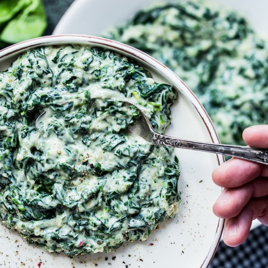 Steakhouse style creamed spinach