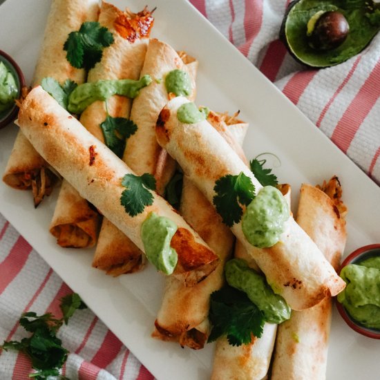 Chicken Taquitos with Lime Crema