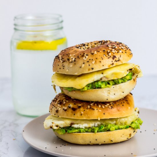 Avocado Fried Egg Bagel Sandwich