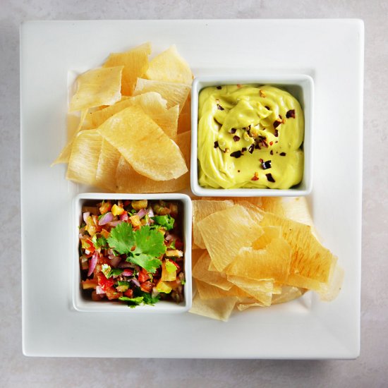 Baked Yam Crisps and Dip