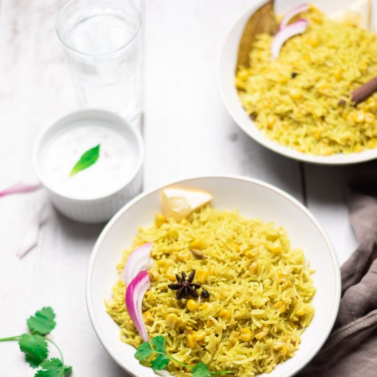 Instant pot corn pulao/pilaf