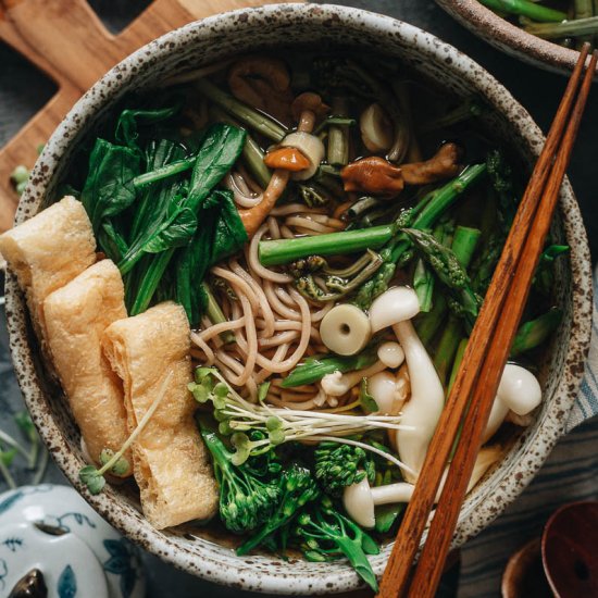 Vegan Soba Noodle Soup -Sansai Soba