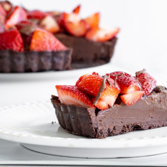 Dark Chocolate and strawberry tart