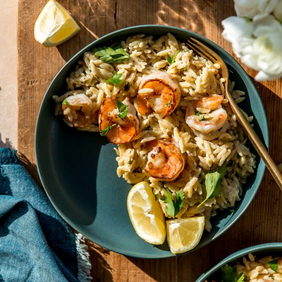 Creamy Orzo Shrimp Scampi