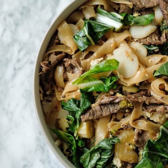 Beef and Bok Choy Pad See Ew