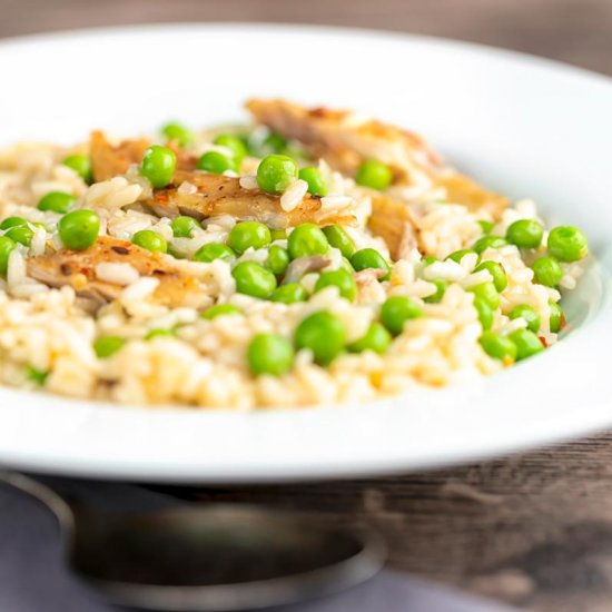 Smoked Mackerel Risotto with Peas