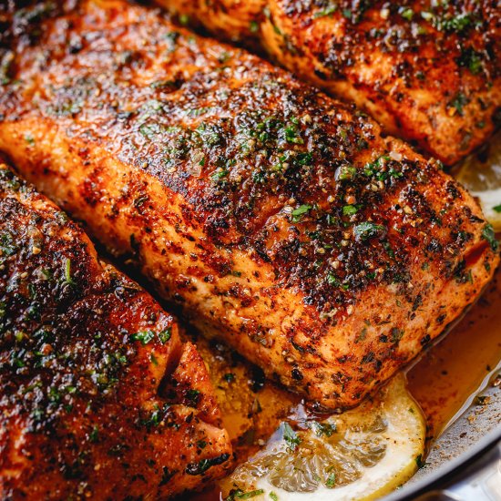 Blackened Salmon & Butter Sauce