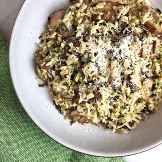 Broccoli Pesto & Mushroom Rice Bowl