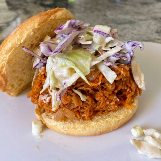 Vegan Pulled Sweet Potato Sandwich