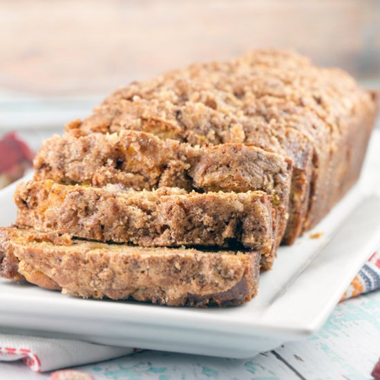 Cinnamon Streusel Rhubarb Bread