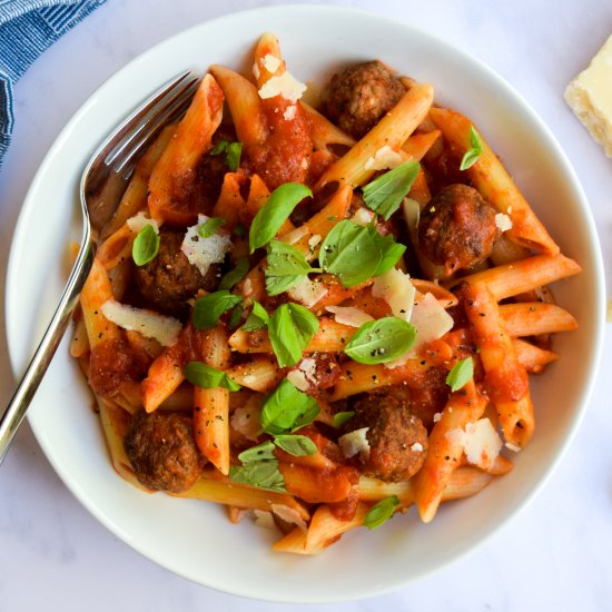 Penne and Mini Meatballs