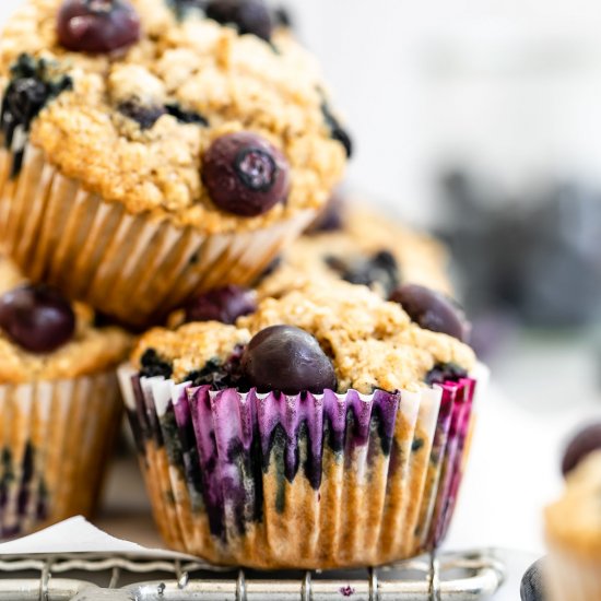 Vegan Blueberry Oatmeal Muffins