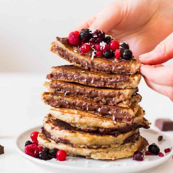 Vegan Chocolate Stuffed Pancakes